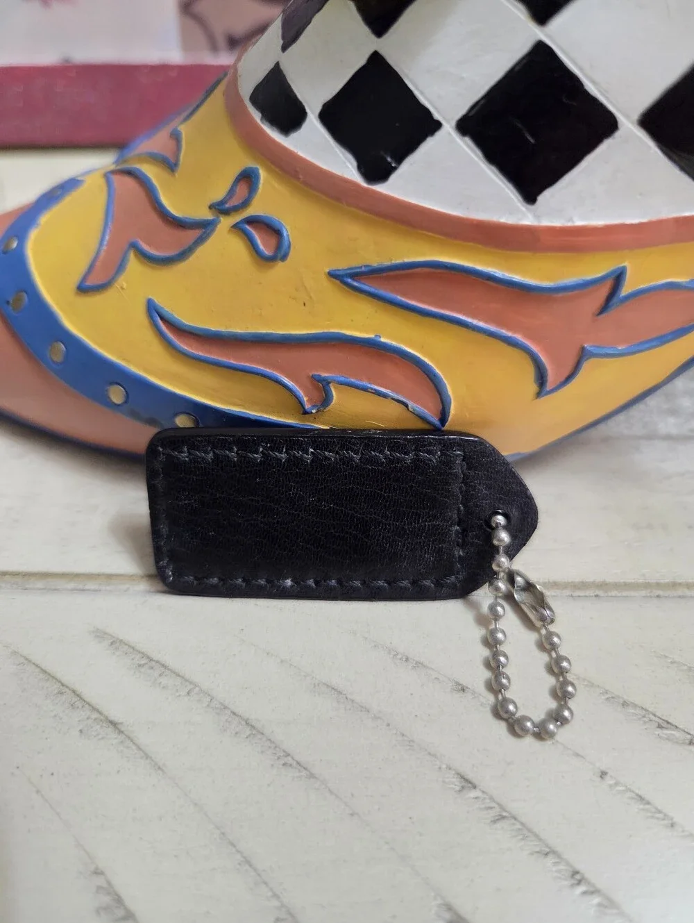 Coach Black Leather HangTag, EUC